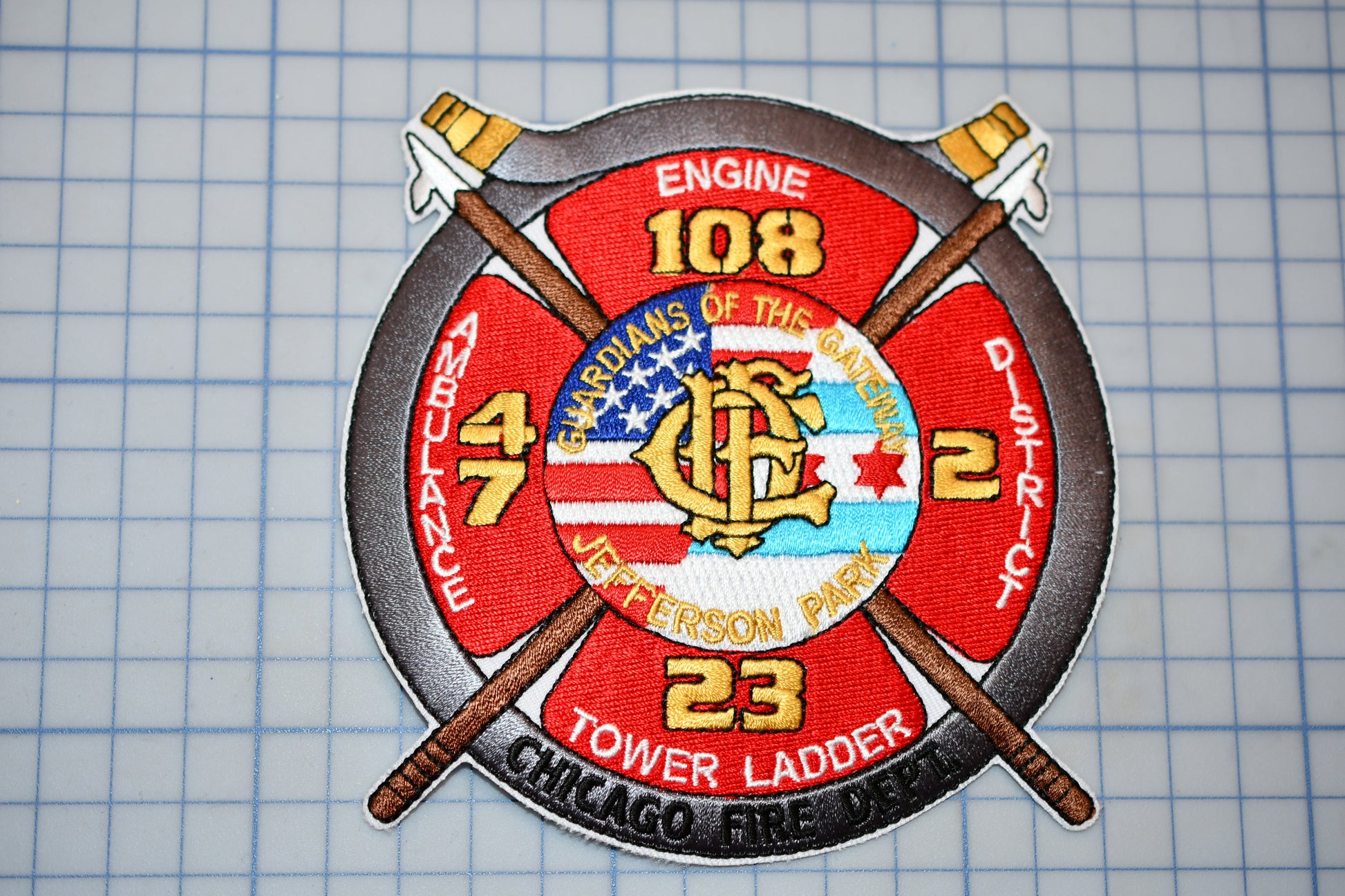 a patch with a fire department emblem on it