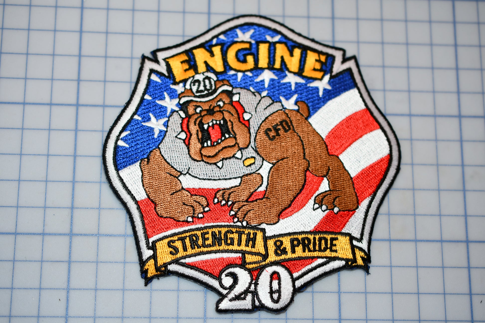 a patch with a picture of two bears on it