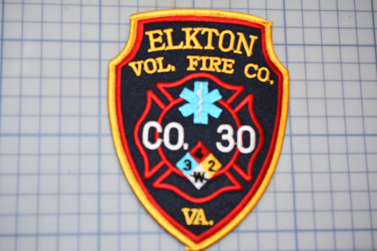 a patch with the words elkton vol fire co on it