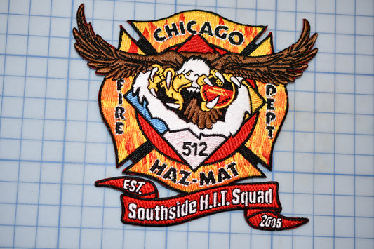 a chicago fire department patch with an eagle