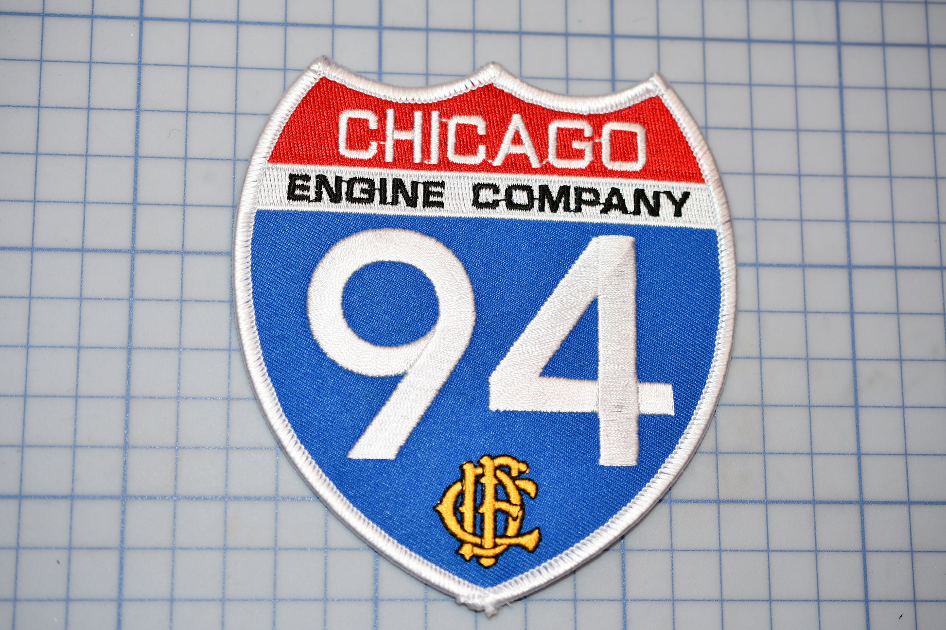 a chicago engine company patch on a piece of paper