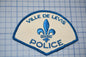 a patch with a blue and white fleur de levi's police logo