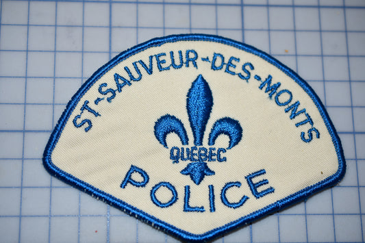 a police patch with a blue fleur des monts logo on it