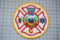 a snake river fire rescue patch on a cutting board