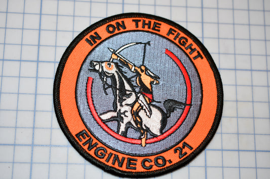 a patch with an image of a man on a horse