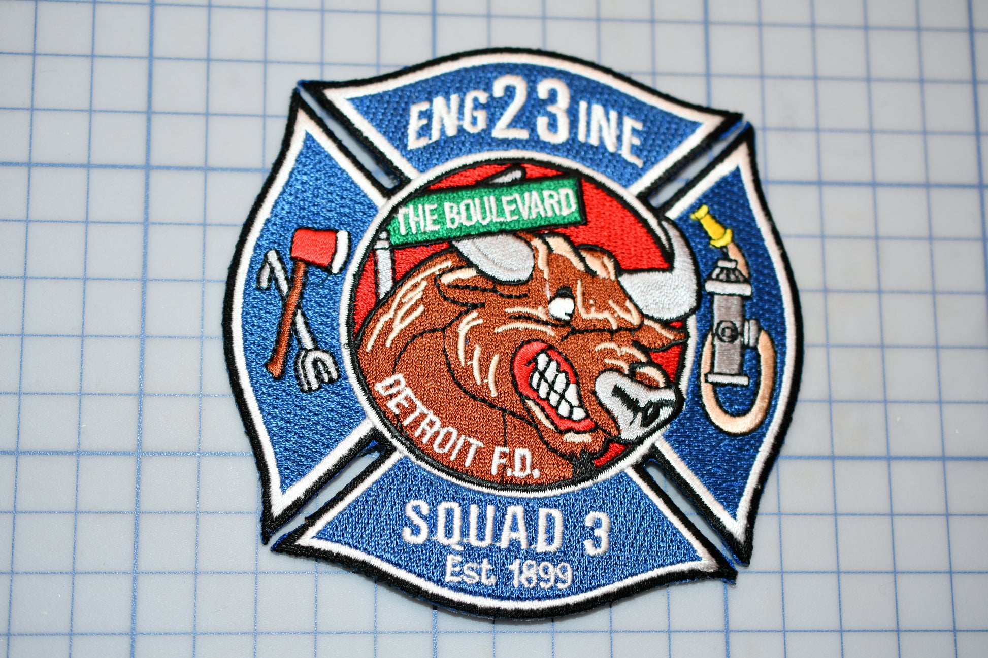 a patch with a fire department emblem on it