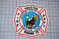 a houston fire department patch on a cutting board